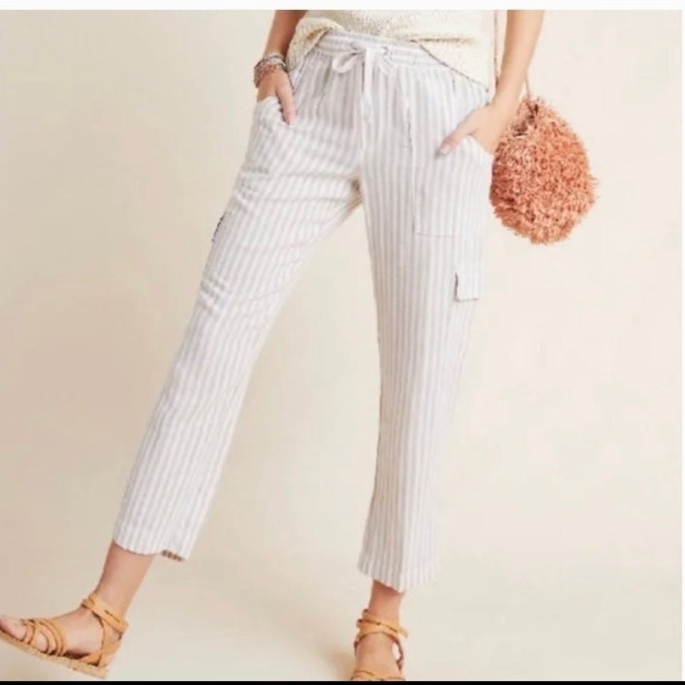 Anthropologie Striped Cream Pants